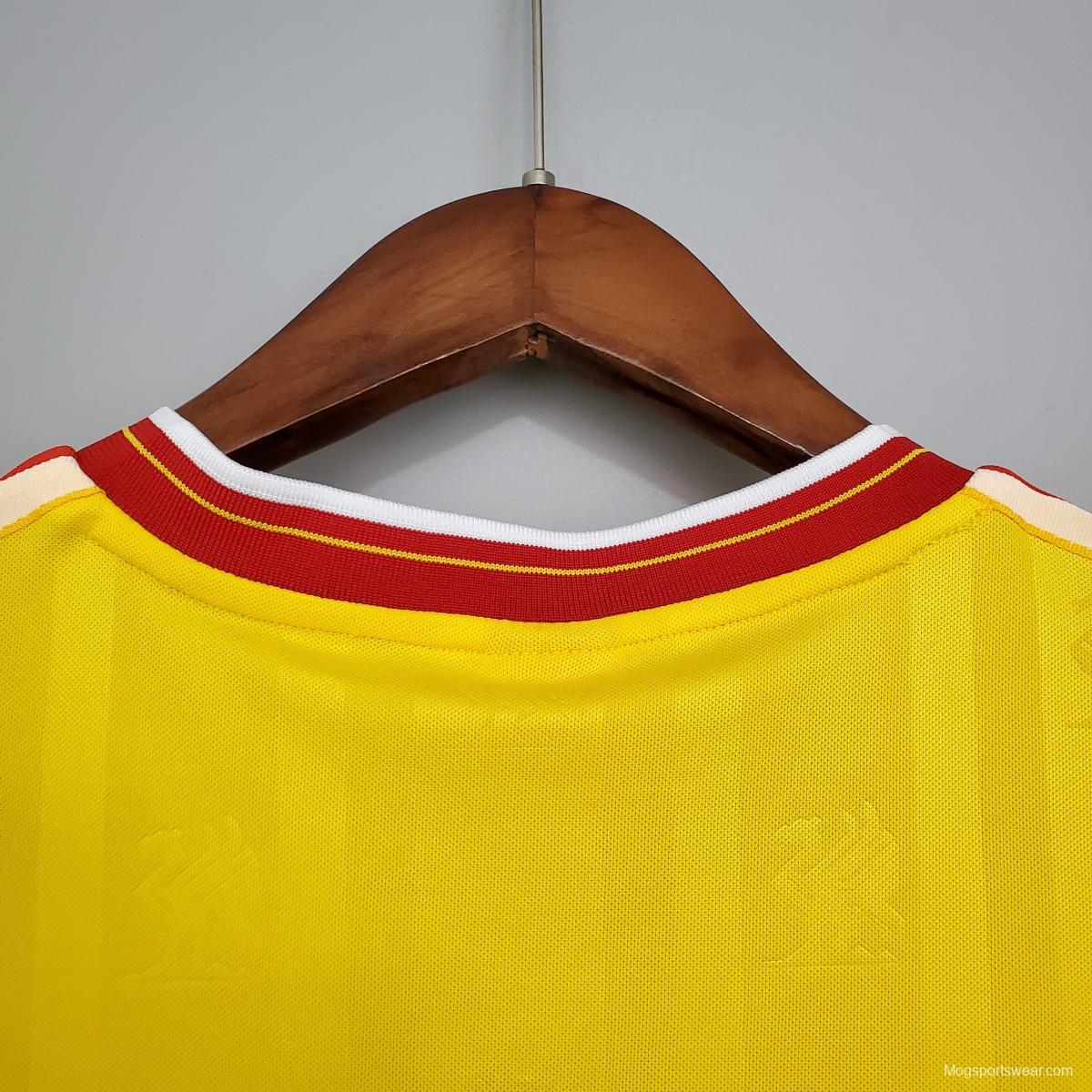 Retro 85/86 Liverpool away yellow Soccer Jersey