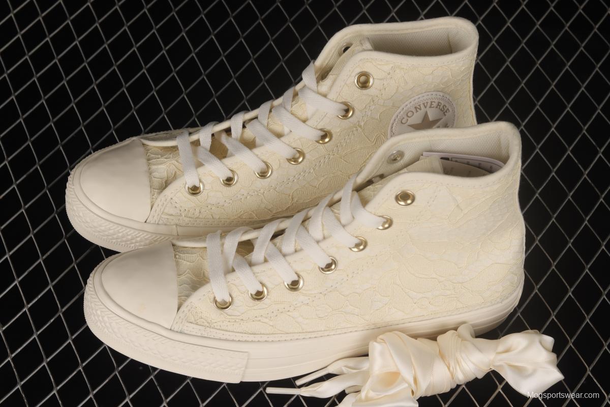 Converse Chuck Taylor All Star Cream Lace High Top Sneakers A01775C