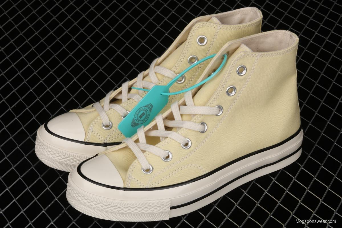 Converse 70s spring new color environmental protection cream yellow high top leisure board shoes 170795C