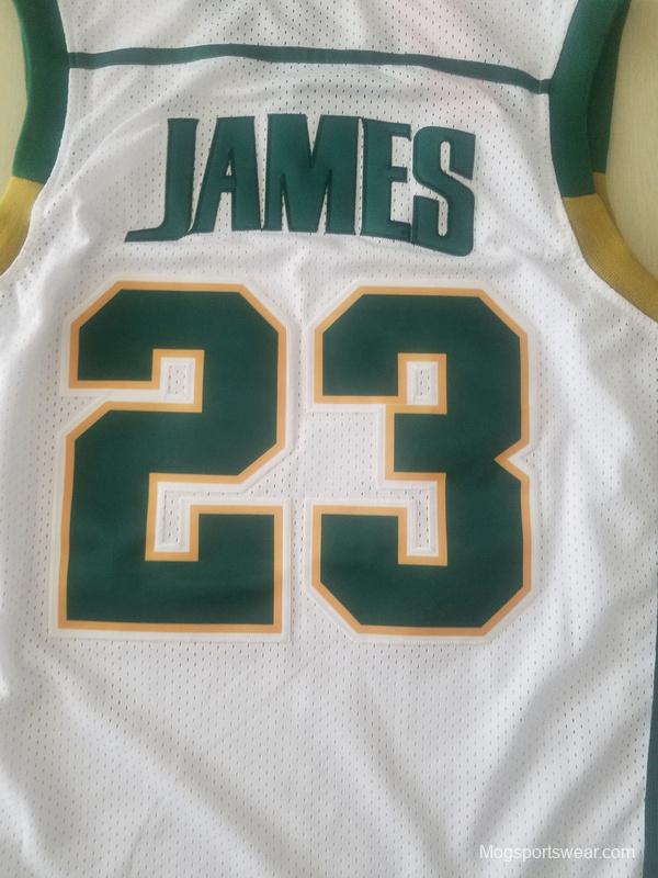 LeBron James 23 Irish High School White Basketball Jersey