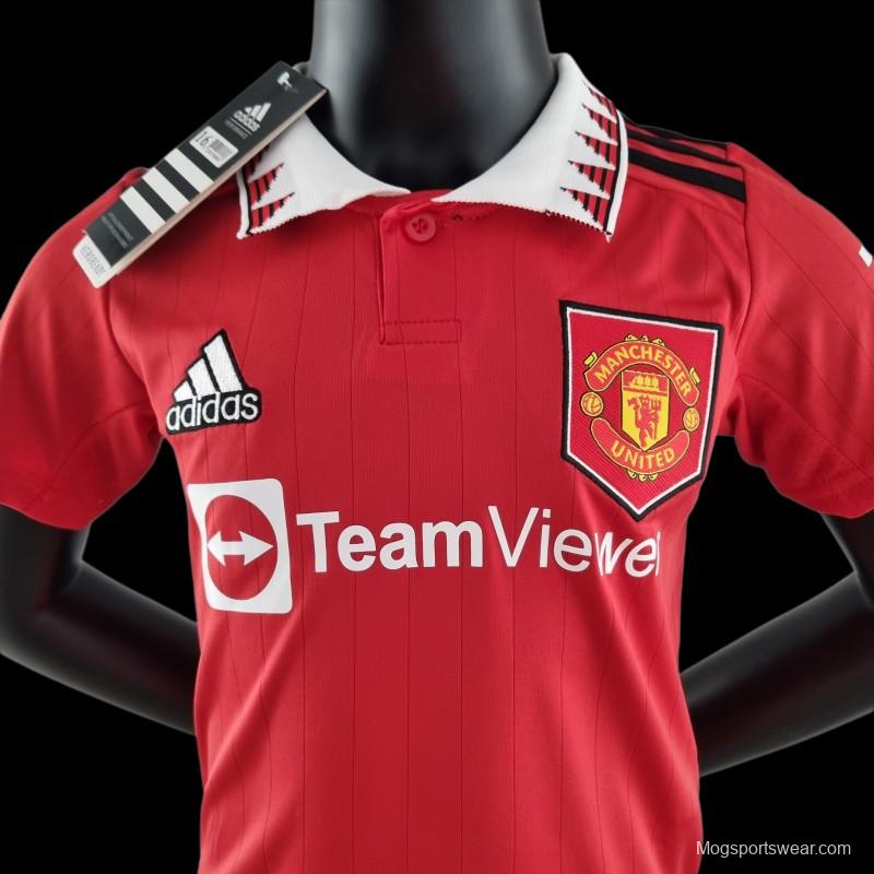 22/23 Kids Kit Manchester United Home 16-28 Soccer Jersey