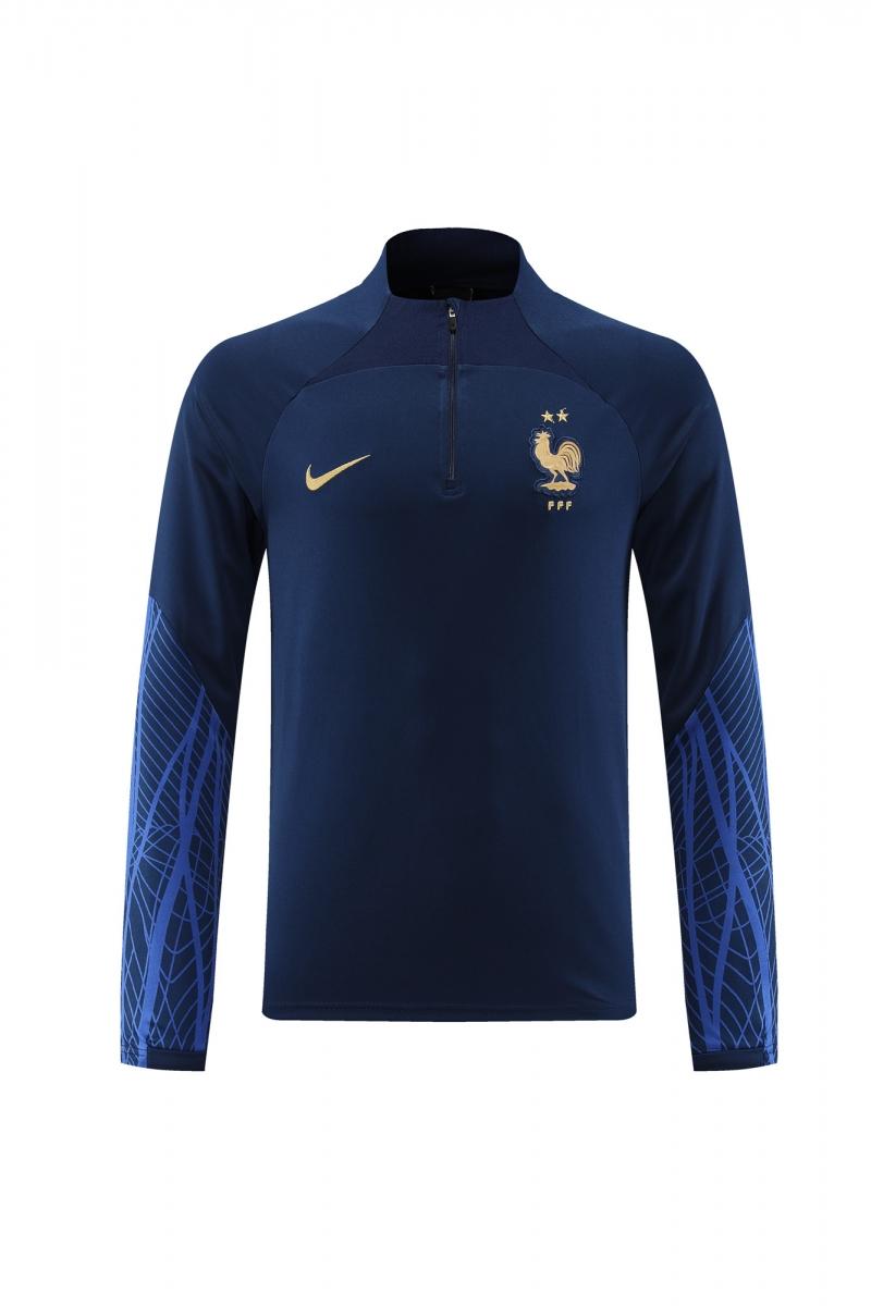 2022 France Navy Half Zipper Tracksuit Half Zipper Tracksuit