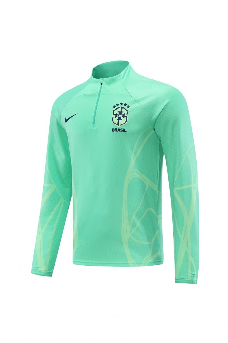 2022 Brazil Green Half Zipper Tracksuit