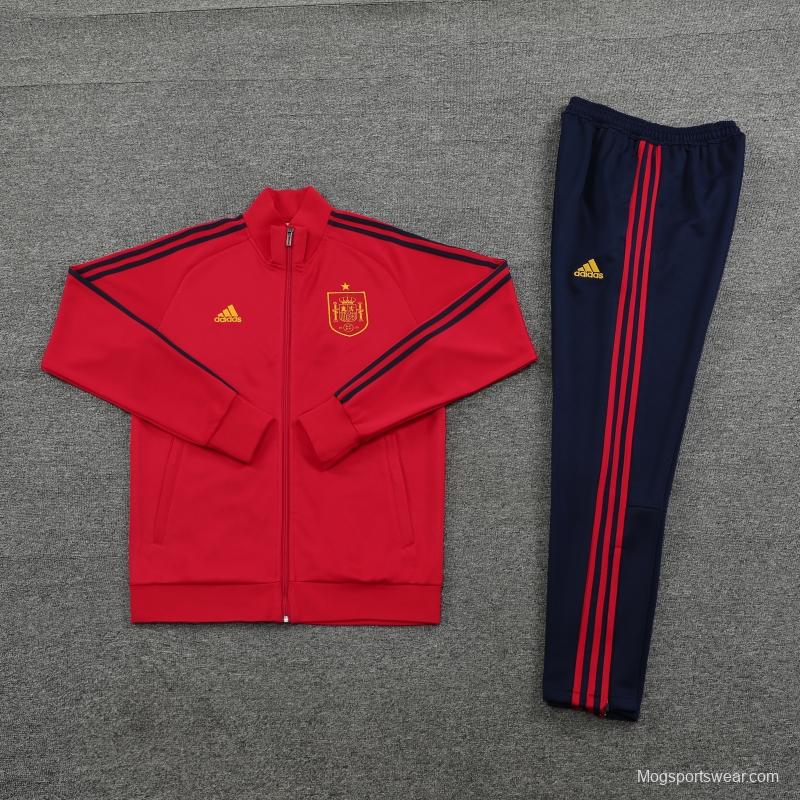 2022 Spain Red Full Zipper Tracksuit