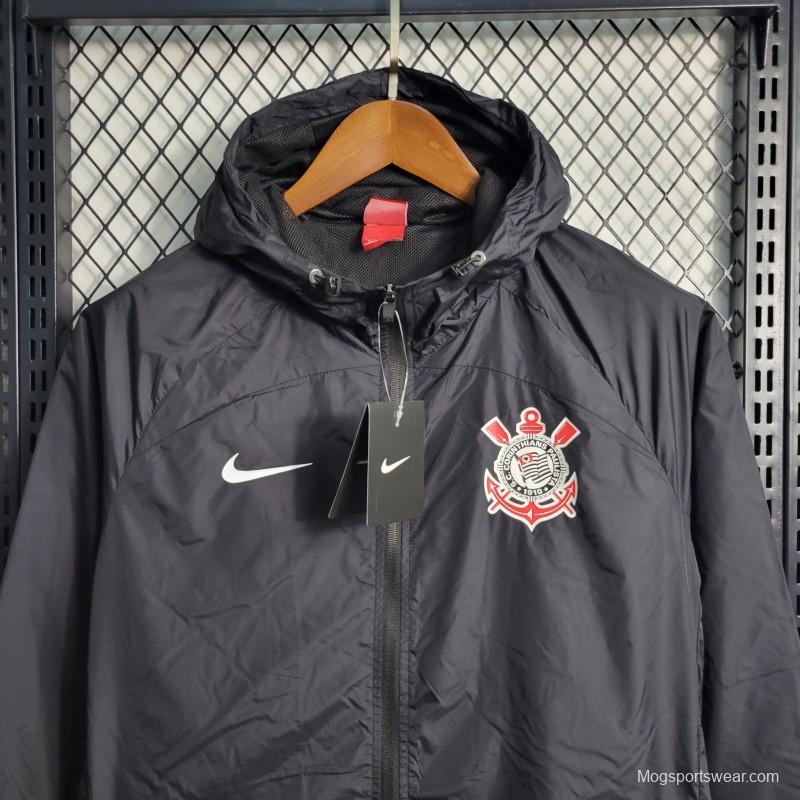 22-23 Corinthians Black Windbreaker With Red Badge