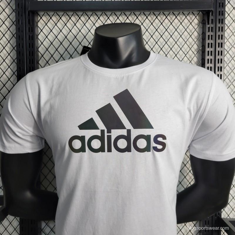 2023 Adidas White T-shirts WITH Adidas LOGO