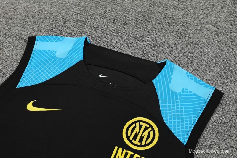 23-24 Inter Milan Black/Blue Vest Jersey+Shorts