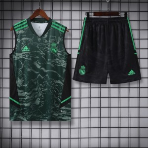 23-24 Real Madrid Black Green Pattern Vest Jersey+Shorts