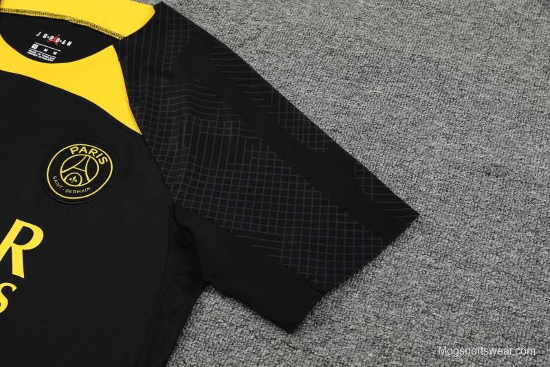 23-24 PSG Black Yellow Short Sleeve+Shorts