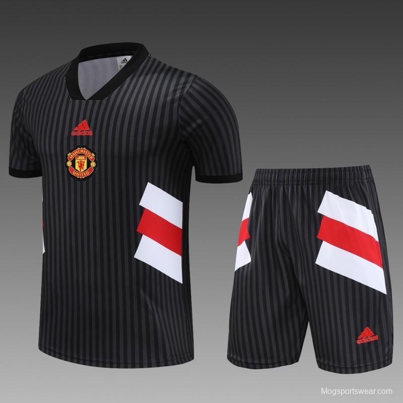 23 24 Manchester United Black Remake Icon Short Sleeve+Shorts