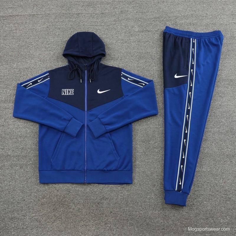 23/24 NIKE Black/Blue Full Zipper Hooide Jacket+Pants