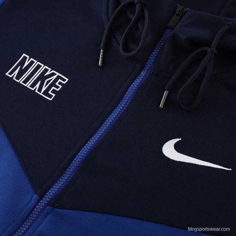 23/24 NIKE Black/Blue Full Zipper Hooide Jacket+Pants