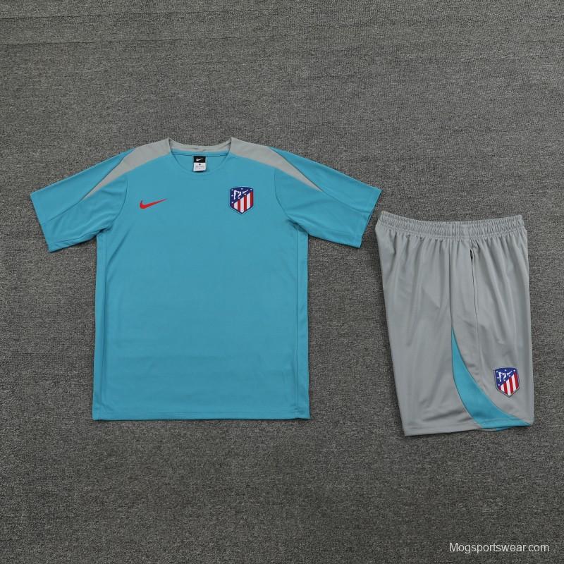 23/24 Atletico Madrid Blue Cotton Short Sleeve Jersey+Shorts