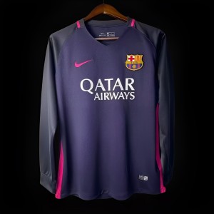 Retro 16-17 Barcelona Away Purple Long Sleeve Jersey