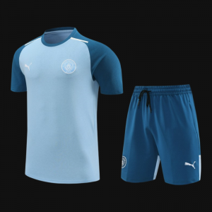 23/24 Manchester City Blue Cotton Short Sleeve Jersey+Shorts