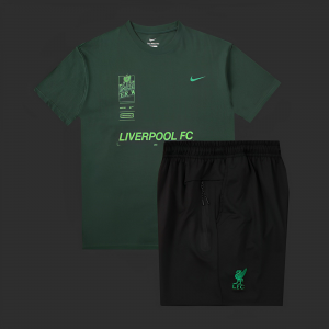 23/24 Liverpool Green Cotton Short Sleeve Jersey+Shorts